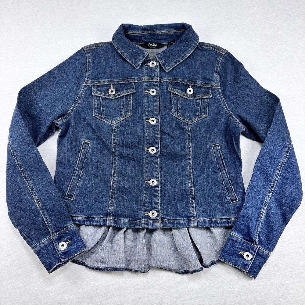 Du Jour Jacket 4 Blue Denim Peplum Ruffle Button Jean S